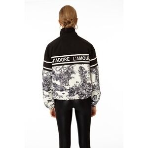 EllandEmm J'adore Windbreaker Zip-Up Jacket S/M Blue Animal Print